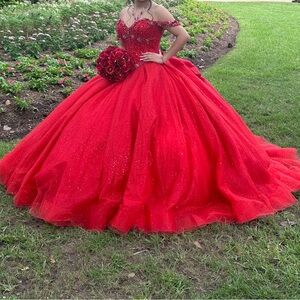 Scarlet red quinceañera dress
